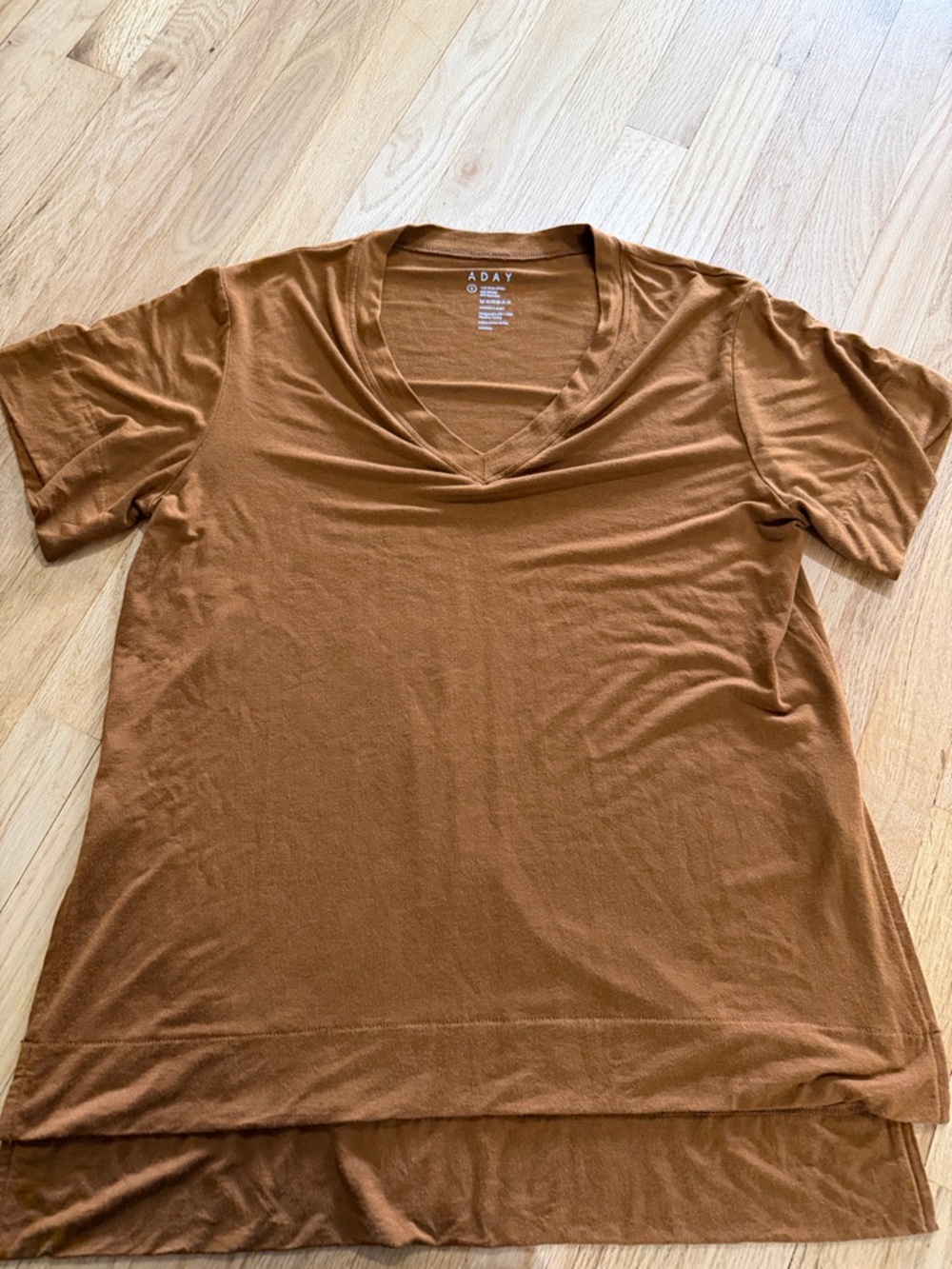 ADAY Rust Burnt Orange Necessi-T-Shirt Sz S